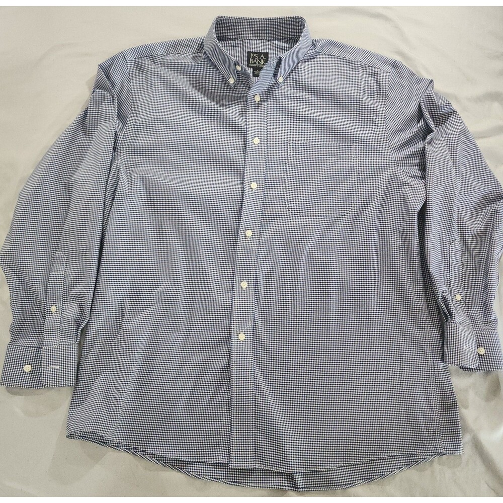 Jos. A. Bank Blue Check Long Sleeve Button Up Shirt Mens Large